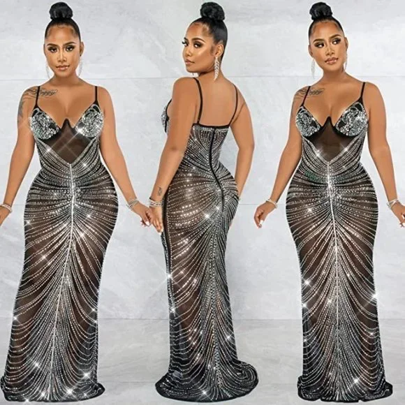 NEW Beautiful Sparkling Bling Rhinestone Evening Gown Prom Or Quincenera… - Picture 5 of 8